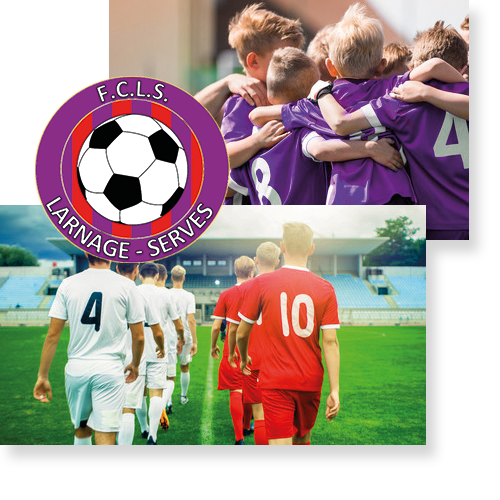 fcls, football club larnage serves, logo, rouge et violet, drome, ardeche